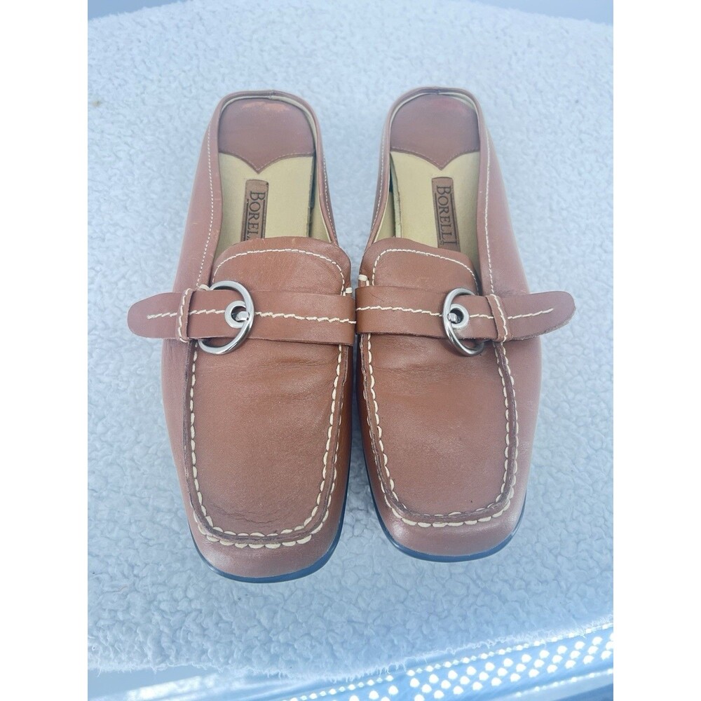 BORELLI Leather Tan Slip On Driving Loafer Women’s 9.5 Shoe Buckle
